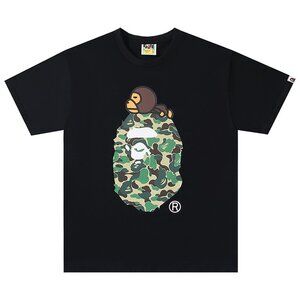 BAPE ABC Camo Milo On Big Ape Head T-Shirt Black Green | A Bathing Ape